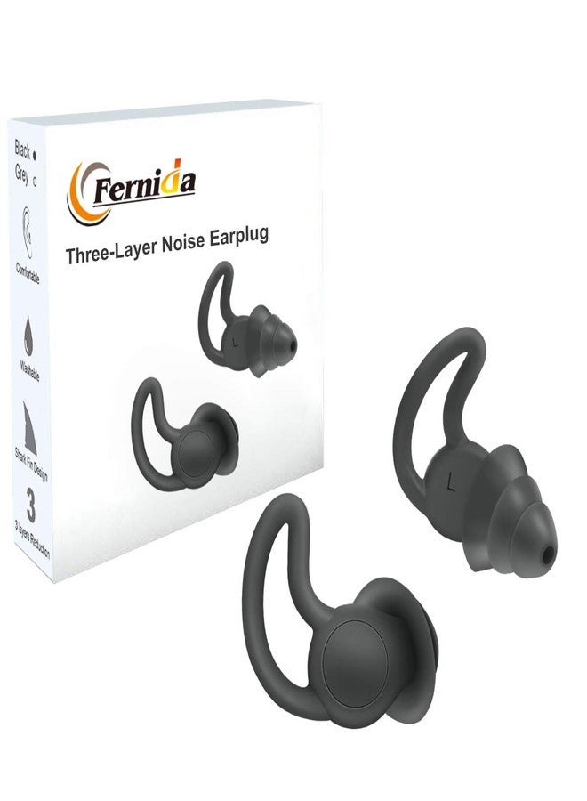 FERNIDA Ear Plugs for Noise Reduction, Reusable Silicone Anti-Noise Earplugs for Sleeping Snoring Traveling Studying Working, Oval 3-Layer Hearing Protection, 40dB Noise Cancelling - Image 1